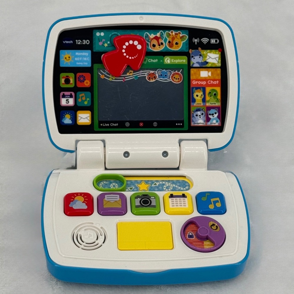 VTech My First Laptop Blue White Educational Interactive Toddler Toy Works great